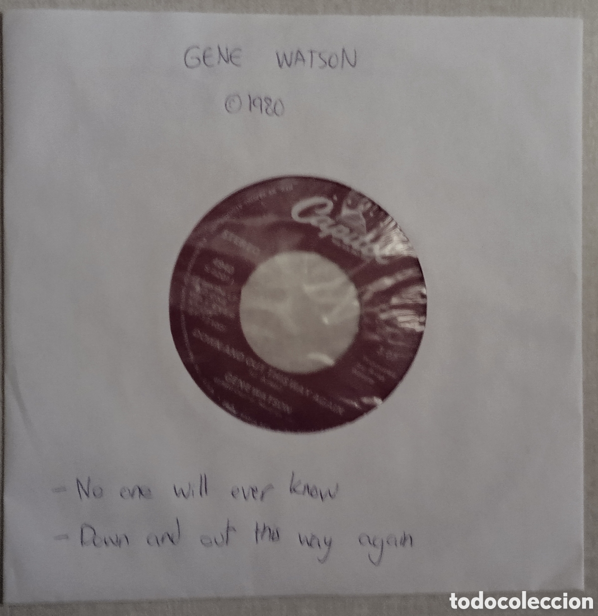 Discos de vinilo: GENE WATSON - No one will ever know (1980) disco vinilo - Foto 3