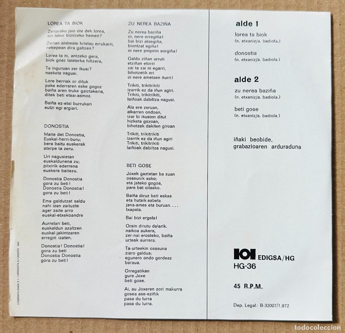 Discos de vinilo: AITOR BADIOLA EP LOREA BIOK + 3 EDIGSA 1972 - Foto 2