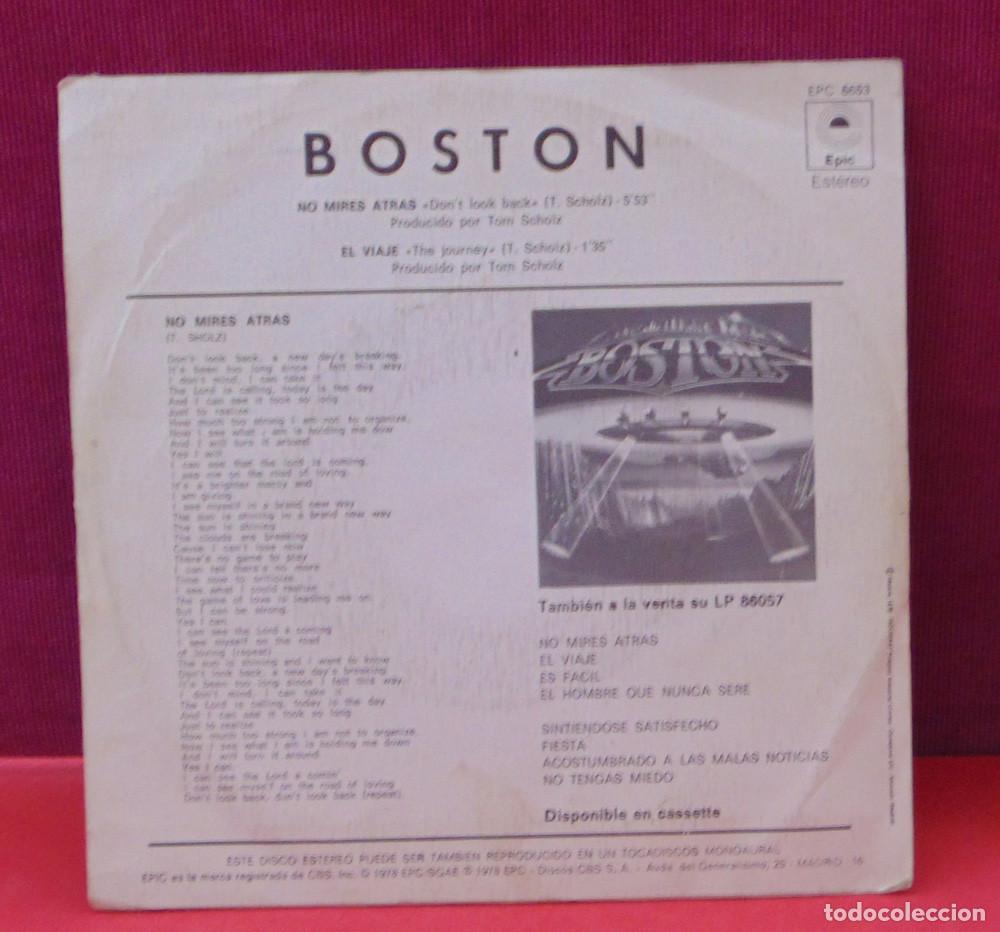 Discos de vinilo: Boston &ndash; No Mires Atr&aacute;s - SINGLE 1978 - Foto 2