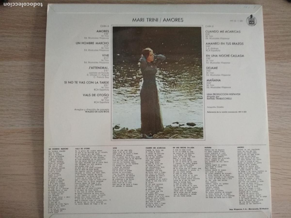 Discos de vinilo: mari trini, amores , hispavox 1970 - Foto 4