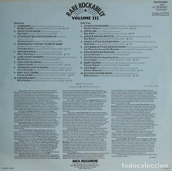 Discos de vinilo: Rare Rockabilly Volume III - Foto 2