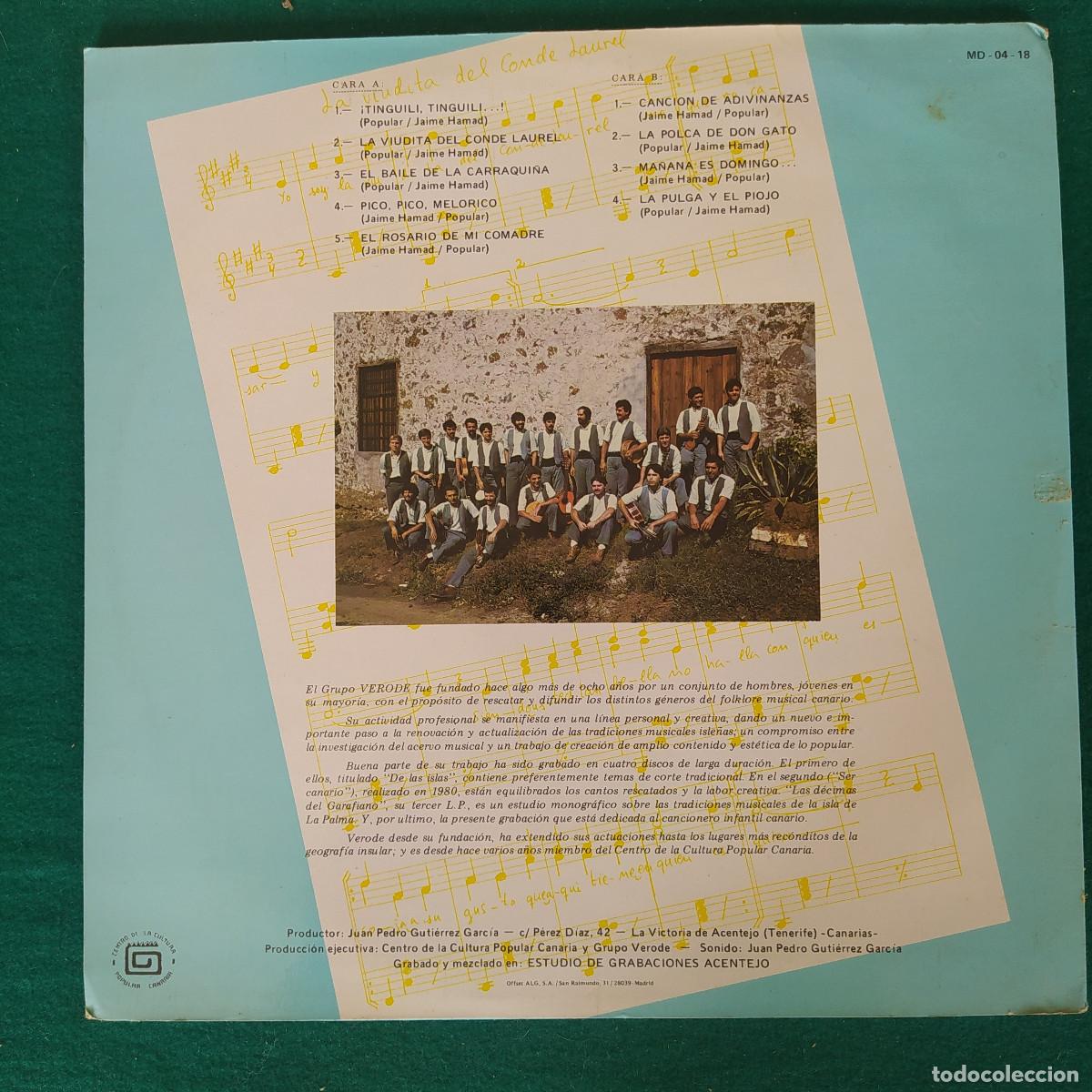 Discos de vinilo: CANCIONES INFANTILES POPULAR VERODE - Foto 2