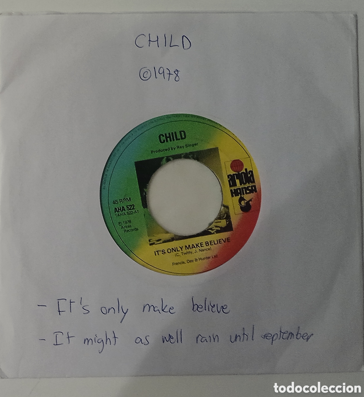 Discos de vinilo: CHILD - Its only make believe (1978) disco vinilo - Foto 3