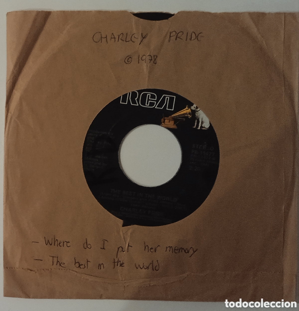Discos de vinilo: CHARLEY PRIDE - Where do I put her memory (1978) Vinyl 7&rdquo; - Foto 3