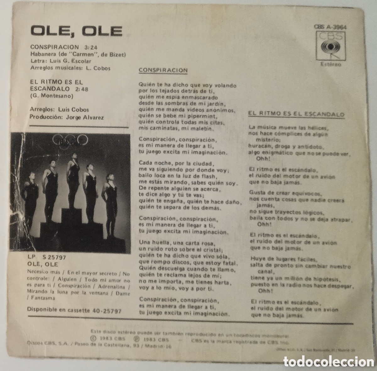 Discos de vinilo: OL&Eacute; OL&Eacute; - Conspiraci&oacute;n (1983) disco vinilo - Foto 2