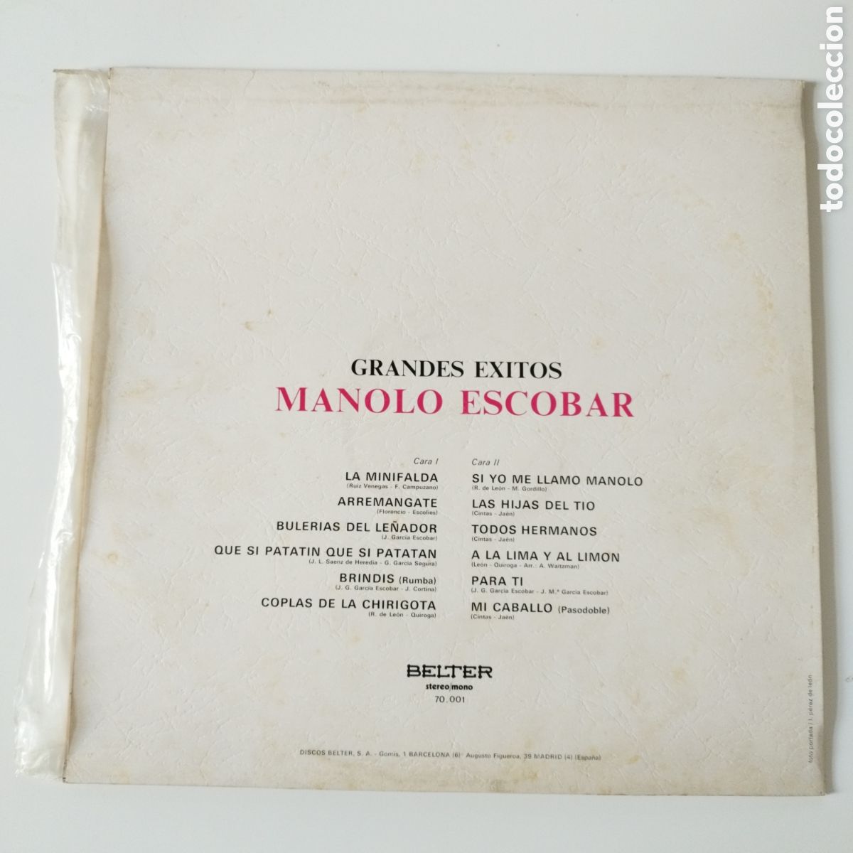 Discos de vinilo: VINILO LP / MANOLO ESCOBAR / GRANDES EXITOS / BELTER / 1971 / - Foto 2