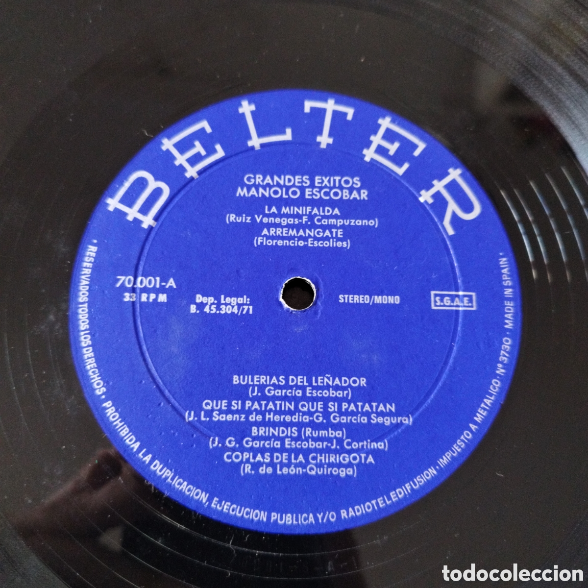 Discos de vinilo: VINILO LP / MANOLO ESCOBAR / GRANDES EXITOS / BELTER / 1971 / - Foto 3