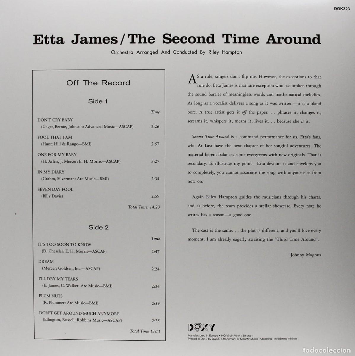 Discos de vinilo: Etta James &lrm;&ndash; The Second Time Around - LP 180 gr. + CD - 2012 - Doxy &lrm;&ndash; DOK-323 - Foto 2