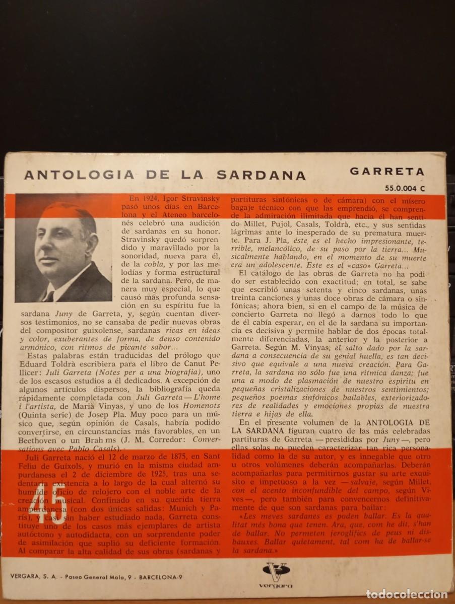 Discos de vinilo: Antolog&iacute;a de la sardana &rdquo;Garreta&rdquo; - Foto 2
