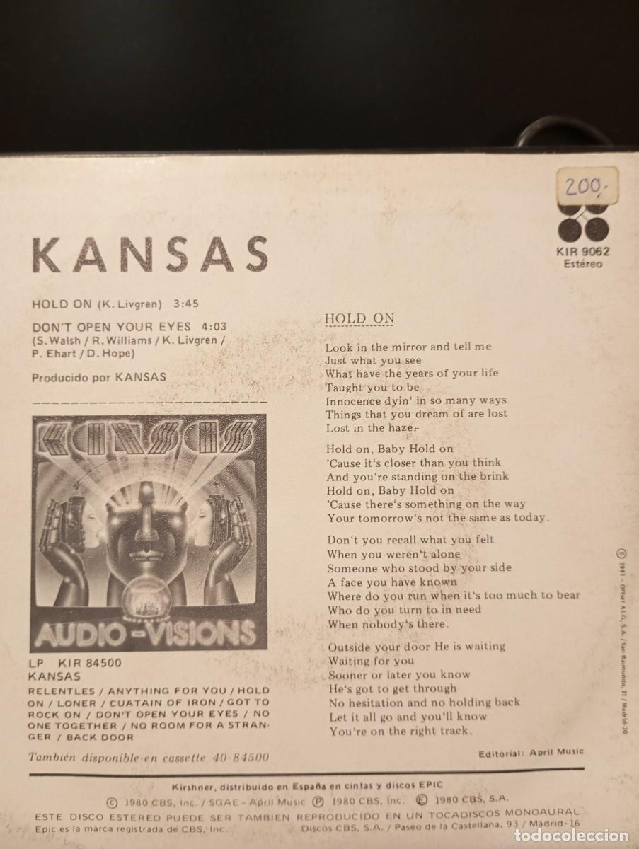 Discos de vinilo: Kansas &rdquo;Hold on&rdquo; 1980 - Foto 2