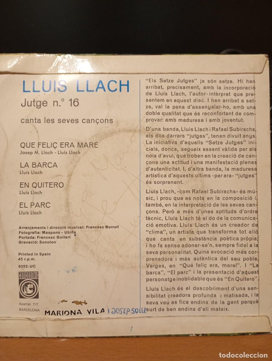 Discos de vinilo: Llu&iacute;s Llach &rdquo;jutge n&deg;16&rdquo; - Foto 2