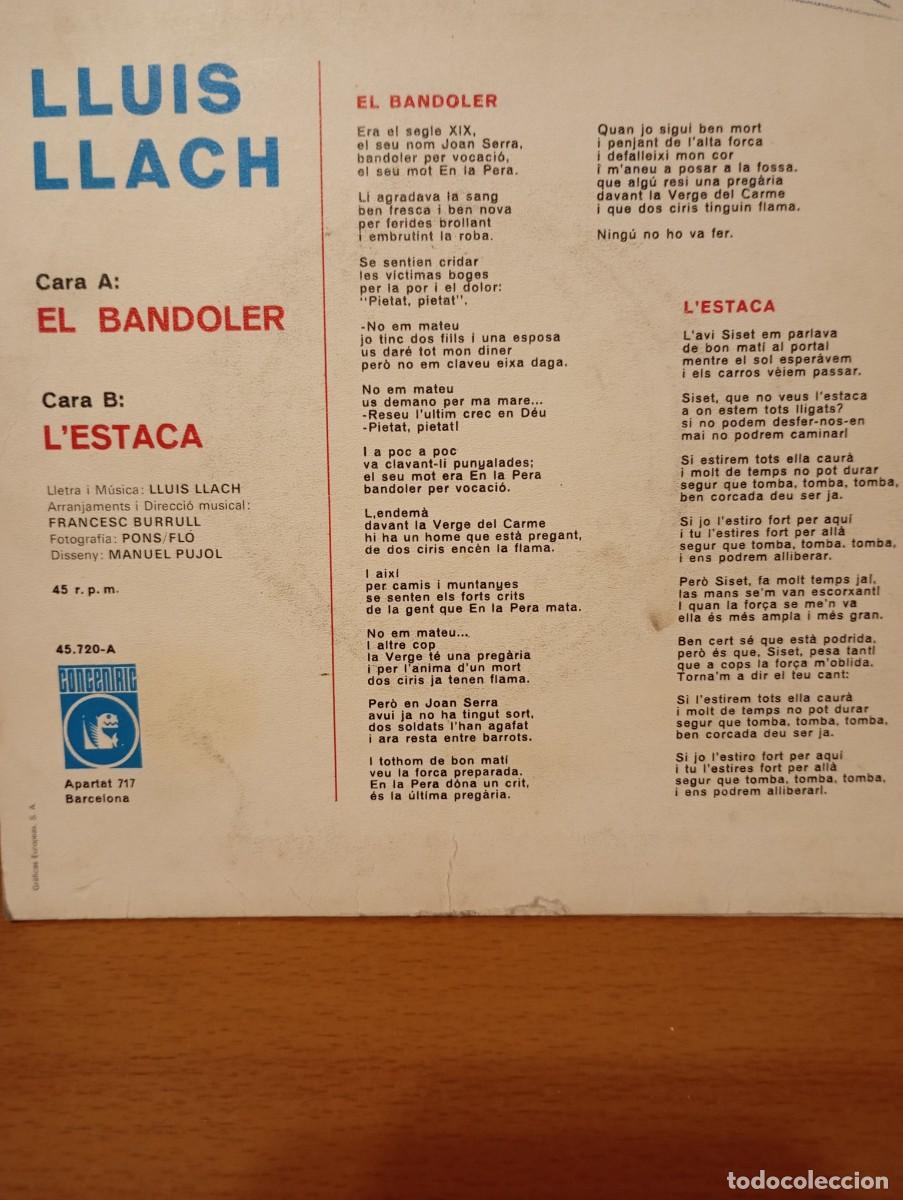 Discos de vinilo: Llu&iacute;s Llach &rdquo;El bandoler, lestaca...&rdquo; - Foto 2