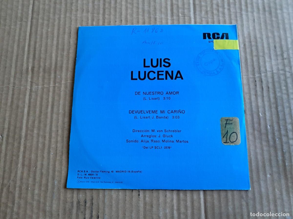 Discos de vinilo: LUIS LUCENA - DE NUESTRO AMOR SINGLE 1975 - Foto 3