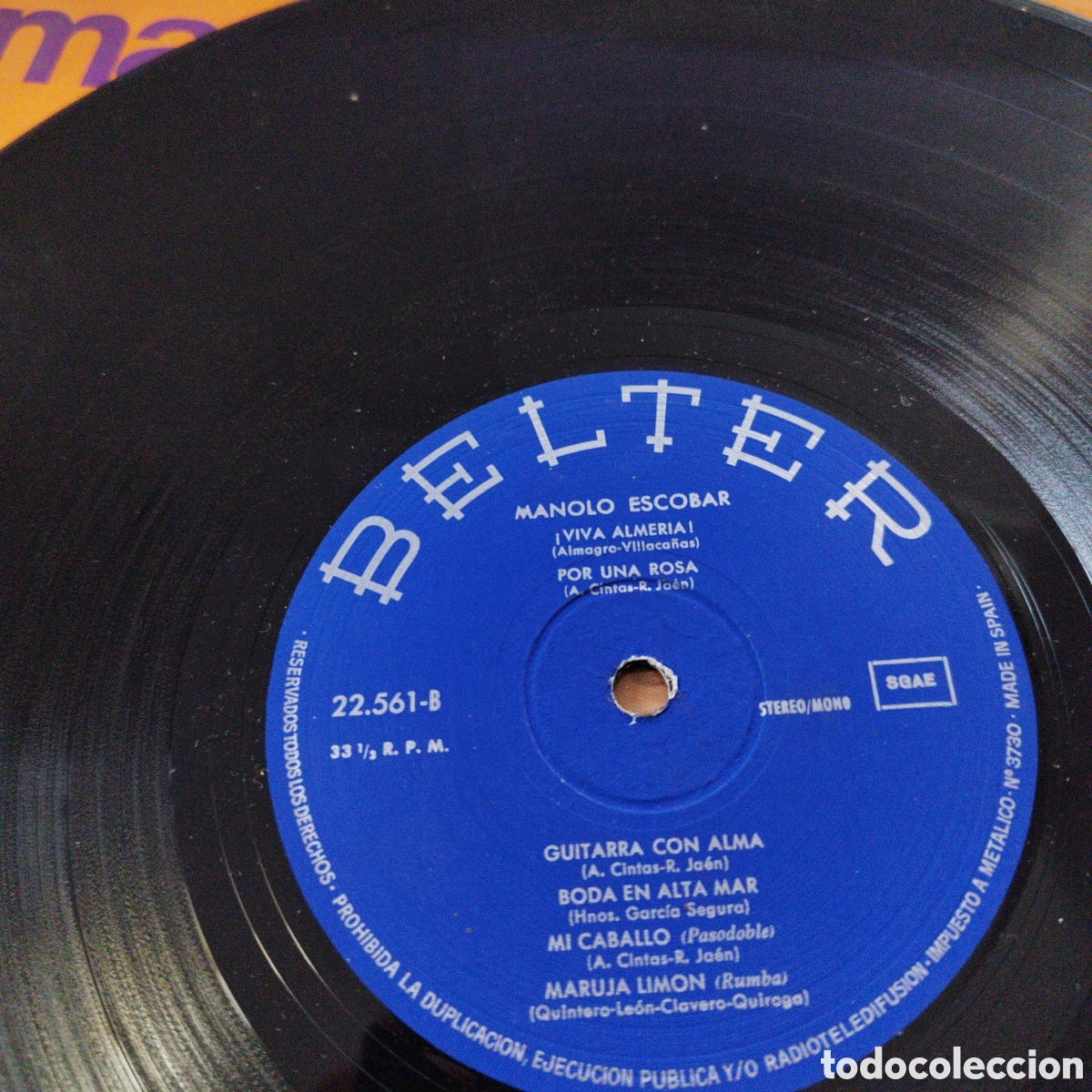 Discos de vinilo: VINILO LP / MANOLO ESCOBAR / EXITOS / 1971 / BELTER / ESPA&Ntilde;A - Foto 3