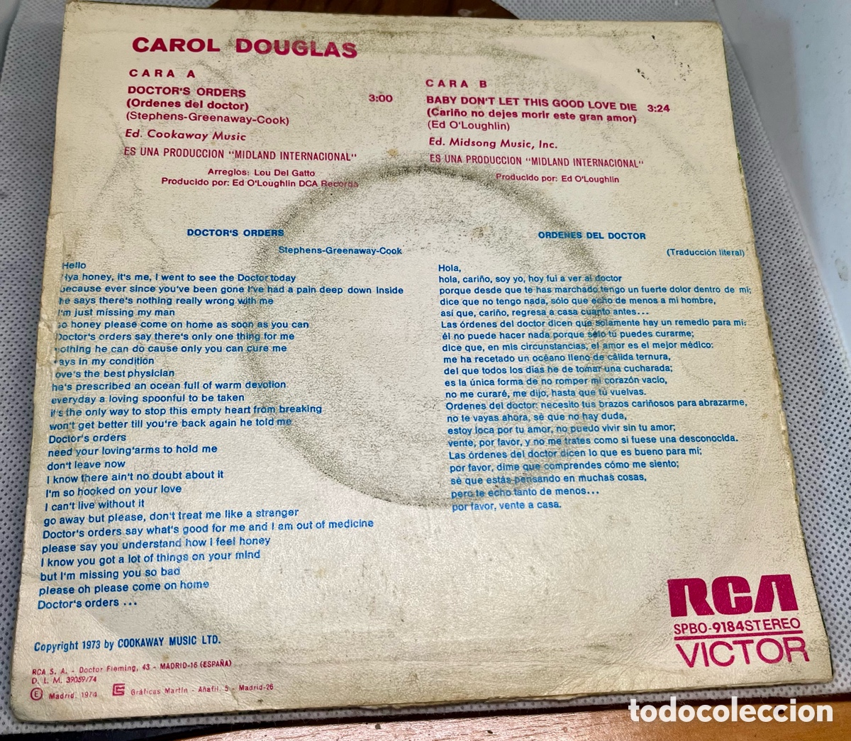 Discos de vinilo: VINILO DOCTOR&rsquo;S ORDERS DE CAROL DOUGLAS - Foto 2