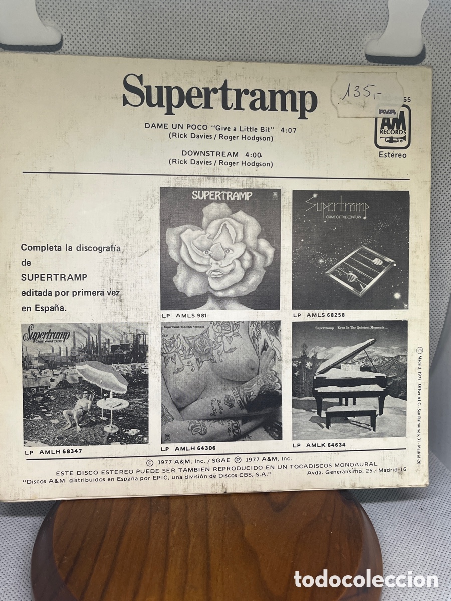Discos de vinilo: VINILO SUPERTRAMP solo car&aacute;tula - Foto 2