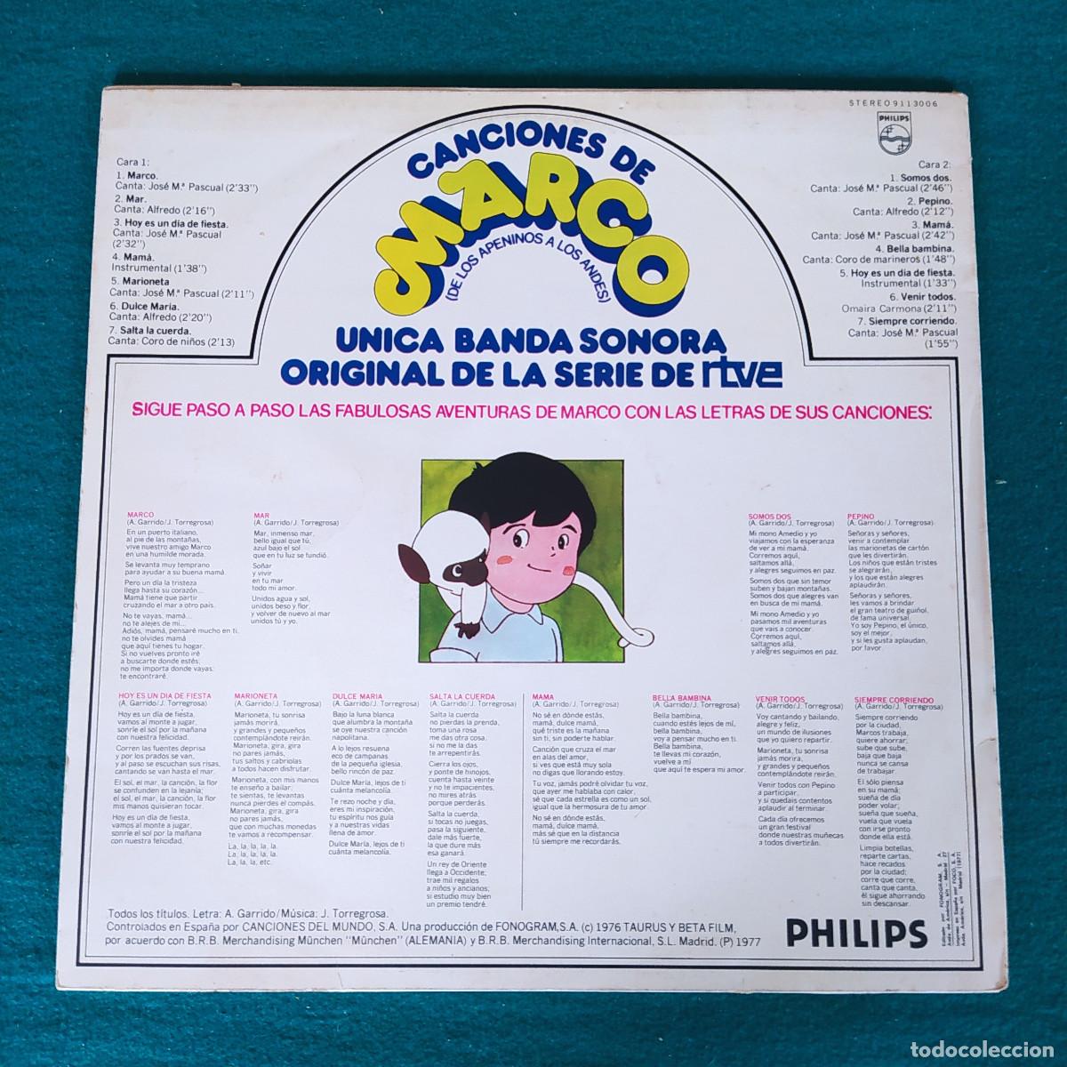 Discos de vinilo: Canciones De Marco - De Los Apeninos A Los Andes - Foto 2