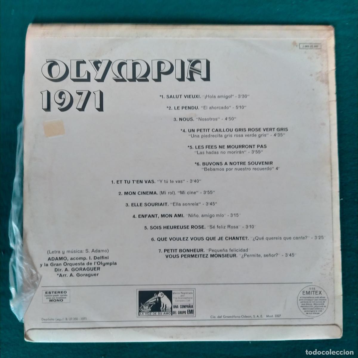 Discos de vinilo: Adamo &ndash; Olympia 71 1971 - Foto 2