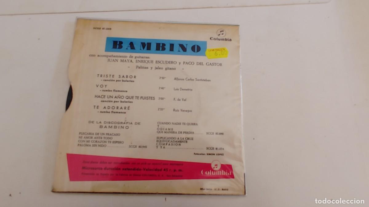 Discos de vinilo: BAMBINO-EP TRISTE SABOR +3 - Foto 2