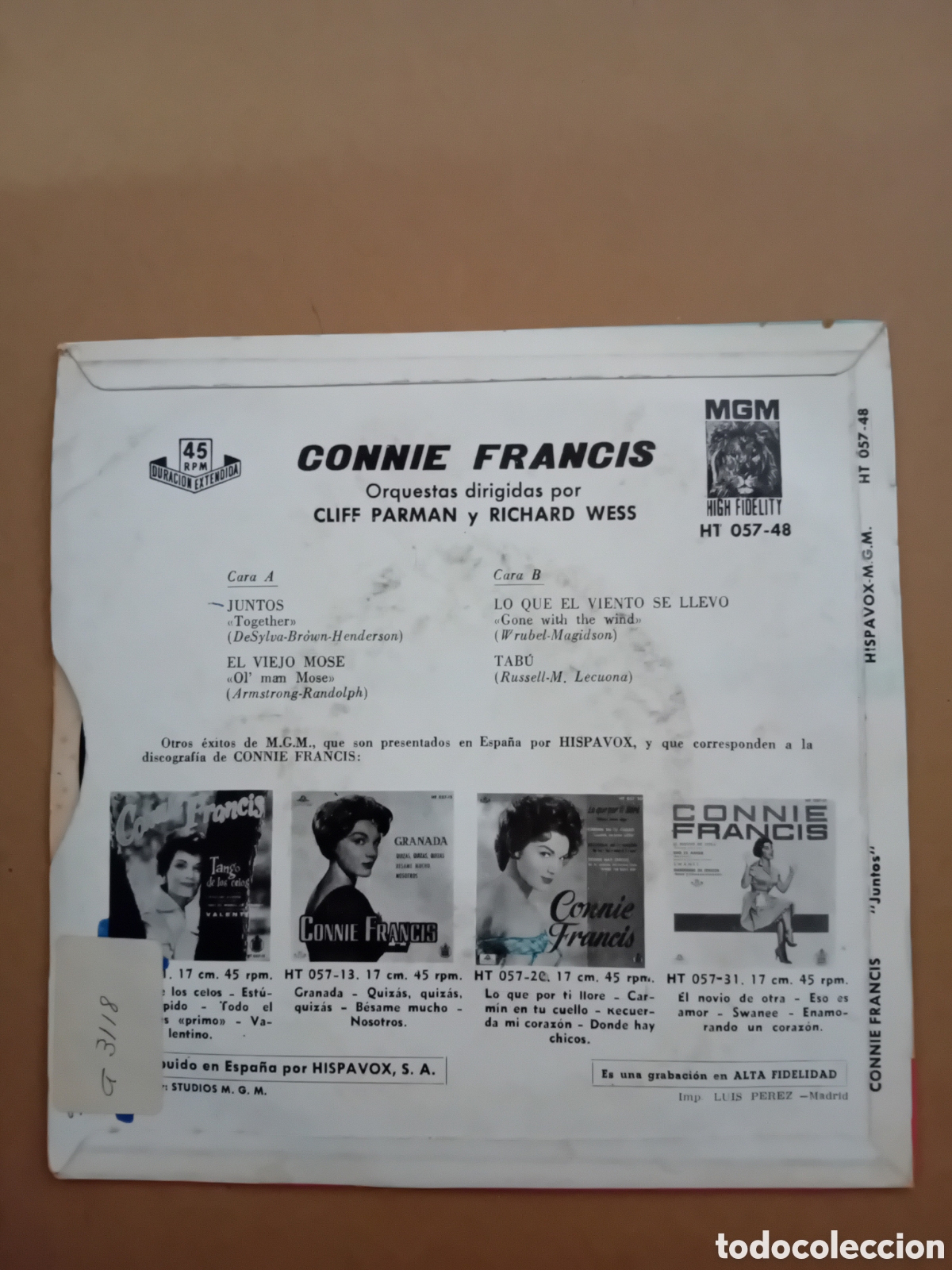 Discos de vinilo: CONNIE FRANCIS. JUNTOS - Foto 2