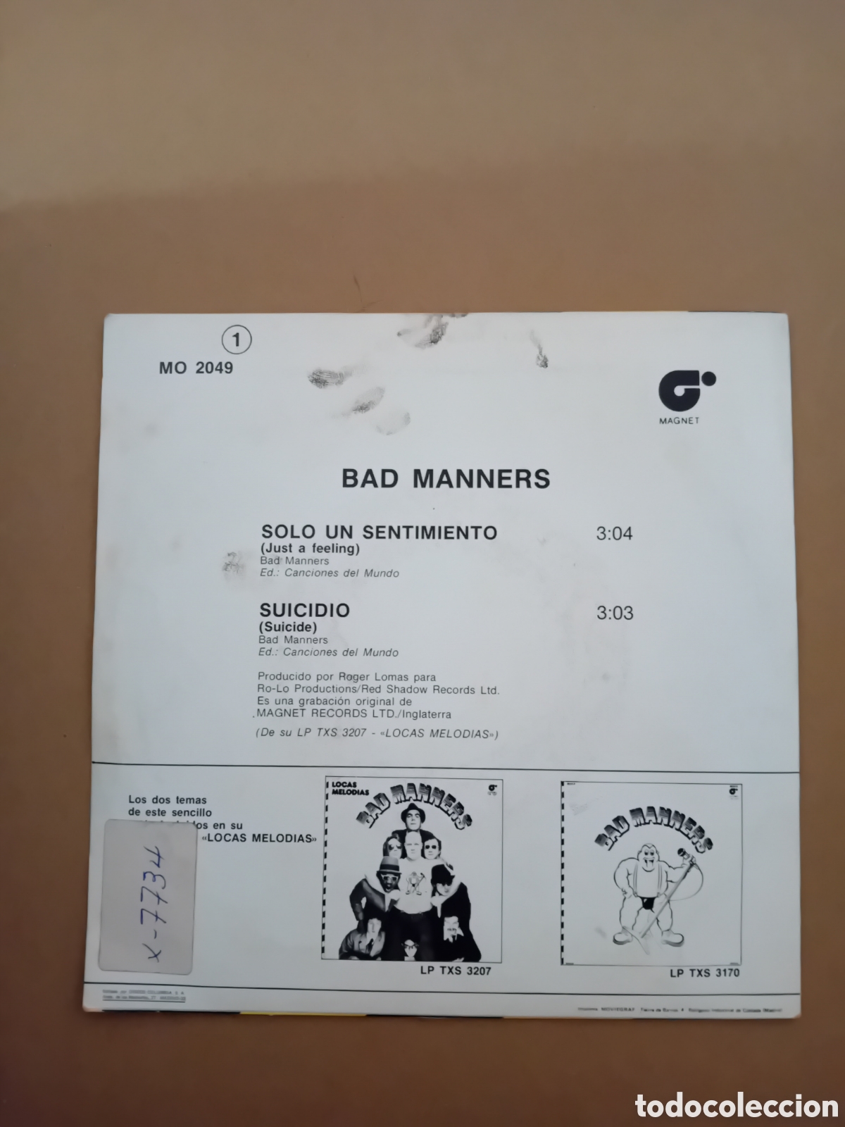 Discos de vinilo: BAD MANNERS. SOLO UN SENTIMIENTO - Foto 2