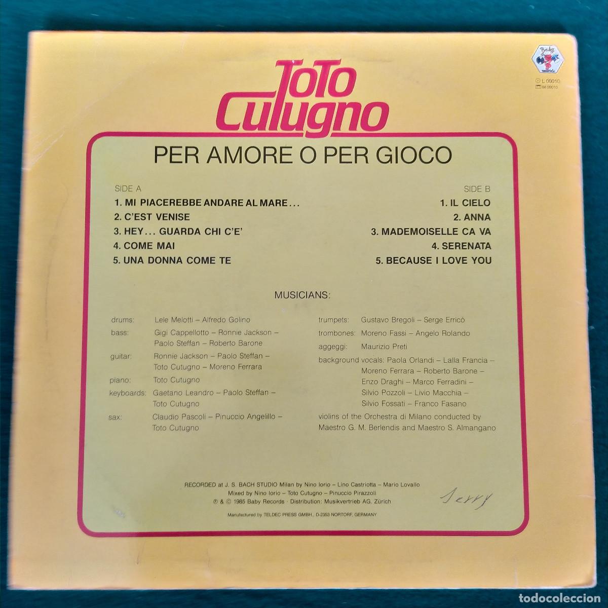 Discos de vinilo: Toto Cutugno &ndash; Per Amore O Per Gioco - Foto 2