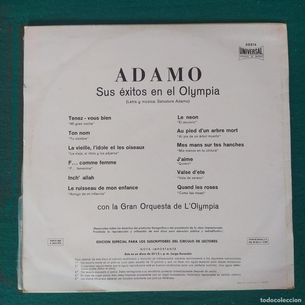 Discos de vinilo: Adamo &ndash; Sus Exitos En El Olympia - Foto 2