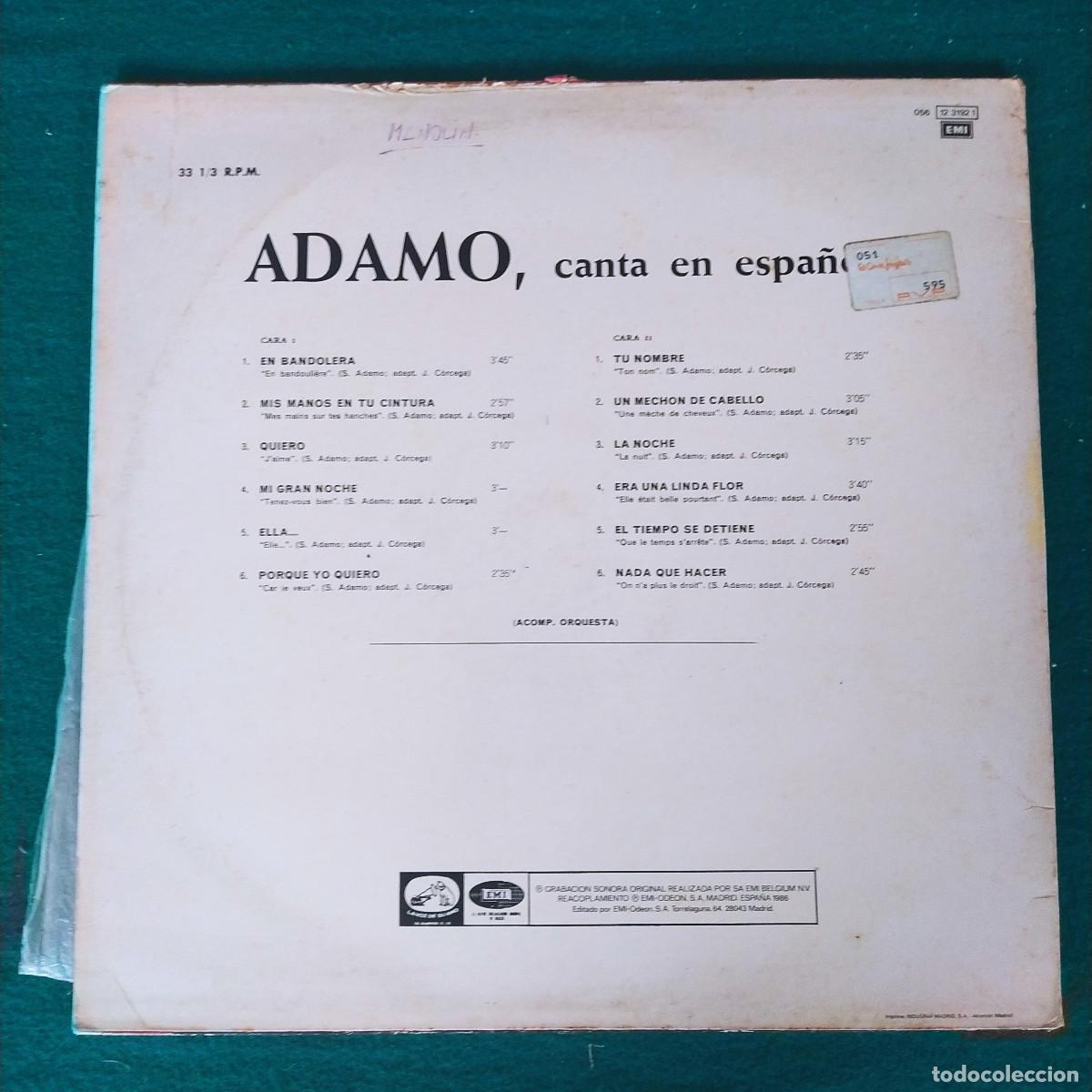 Discos de vinilo: Adamo &ndash; Adamo, canta en espa&ntilde;ol - Foto 2