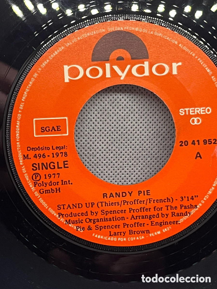 Discos de vinilo: VINILO RANDY PIE -STAND UP 1978 - Foto 2
