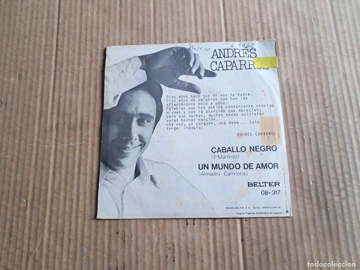 Discos de vinilo: ANDRES CAPARROS - CABALLO NEGRO SINGLE 1973 - Foto 3