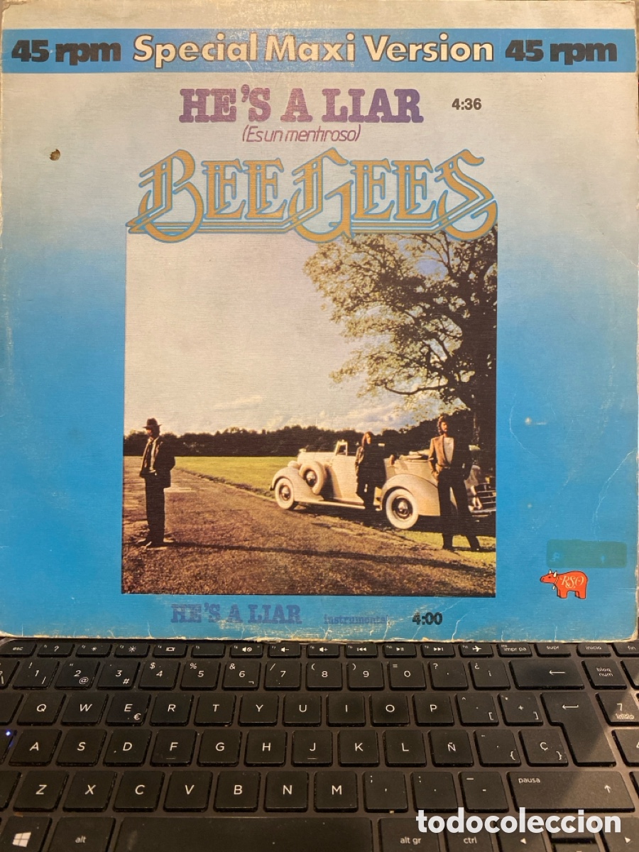 Discos de vinilo: BEE GEES - ES UN MENTIROSO MAXI SINGLE 1981 SPAIN - Foto 1