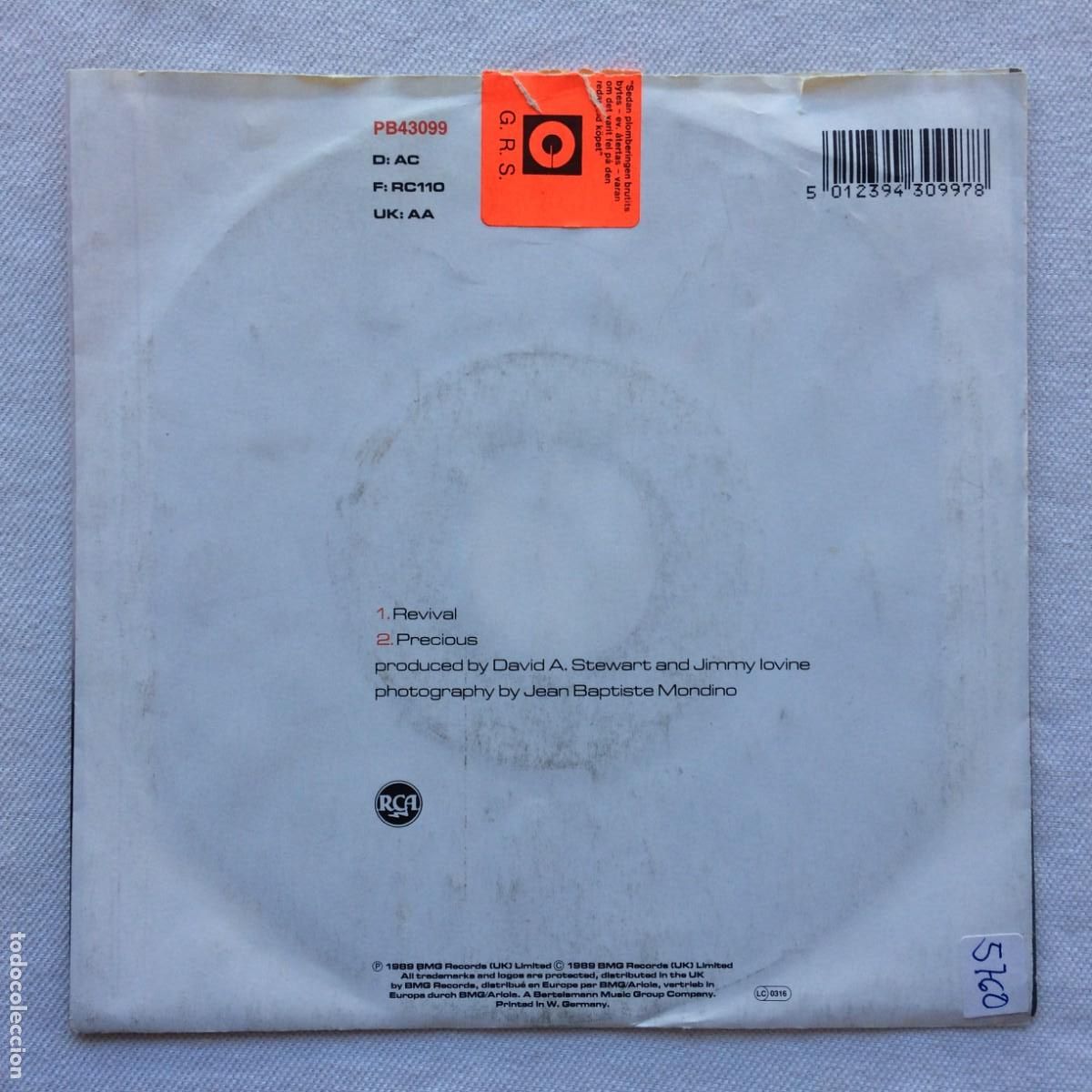 Discos de vinilo: EURYTHMICS - REVIVAL / PRECIOUS Germany 1989 RCA - Foto 2
