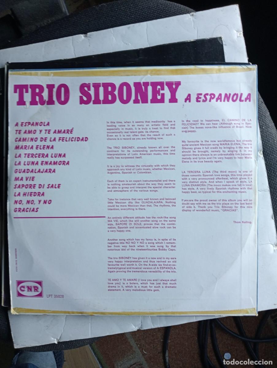 Discos de vinilo: Trio Siboney - A ESPANOLA (LP) a&ntilde;o ?? - Foto 2