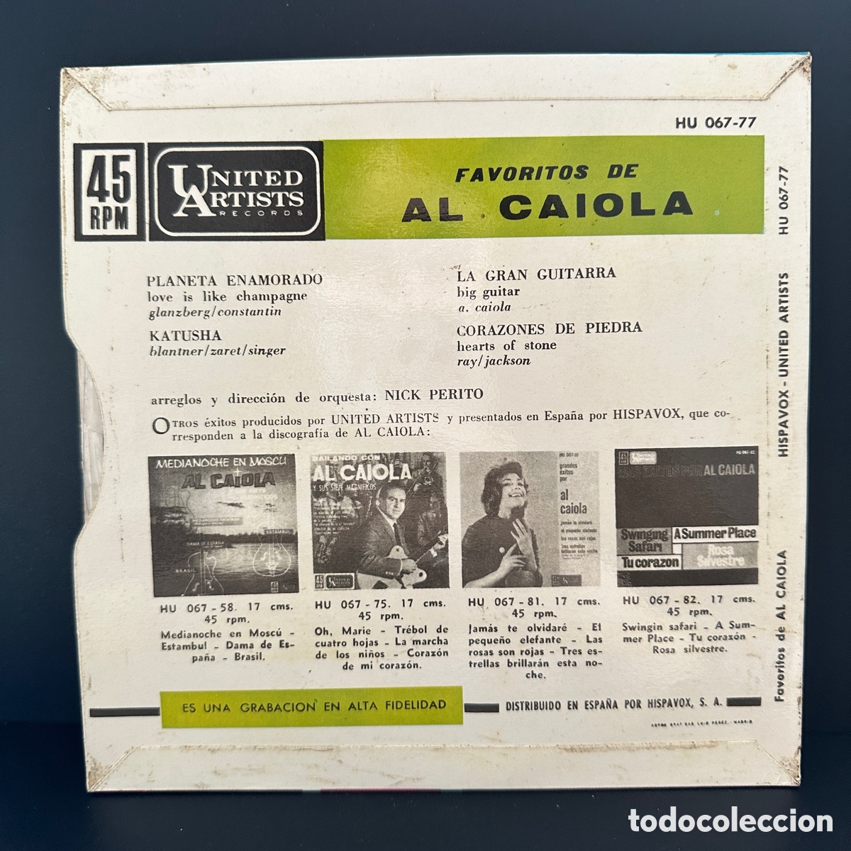 Discos de vinilo: Al Caiola - Favoritos De Al Caiola (7&rdquo;, Single) - Foto 2