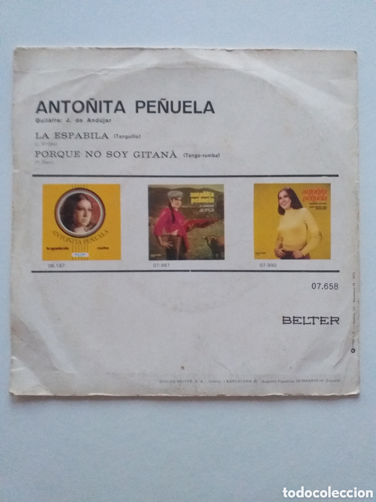 Discos de vinilo: SINGLE VINILO ANTO&Ntilde;ITA PE&Ntilde;UELA - Foto 2
