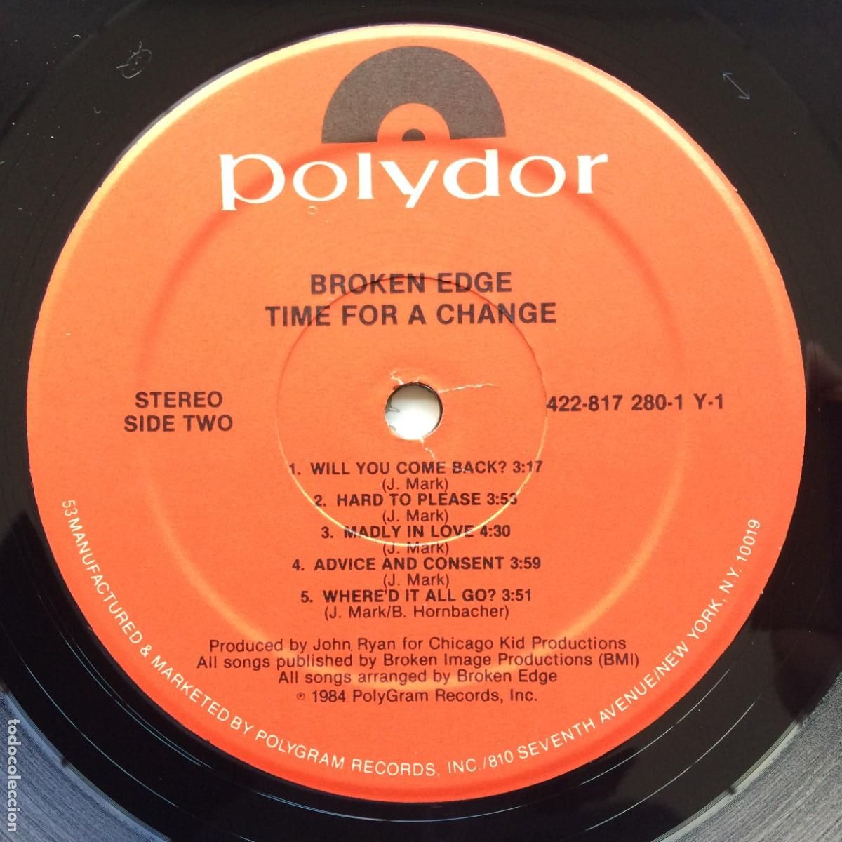 Discos de vinilo: Broken Edge &lrm;&ndash; Time For A Change USA 1984 Polydor - Foto 6