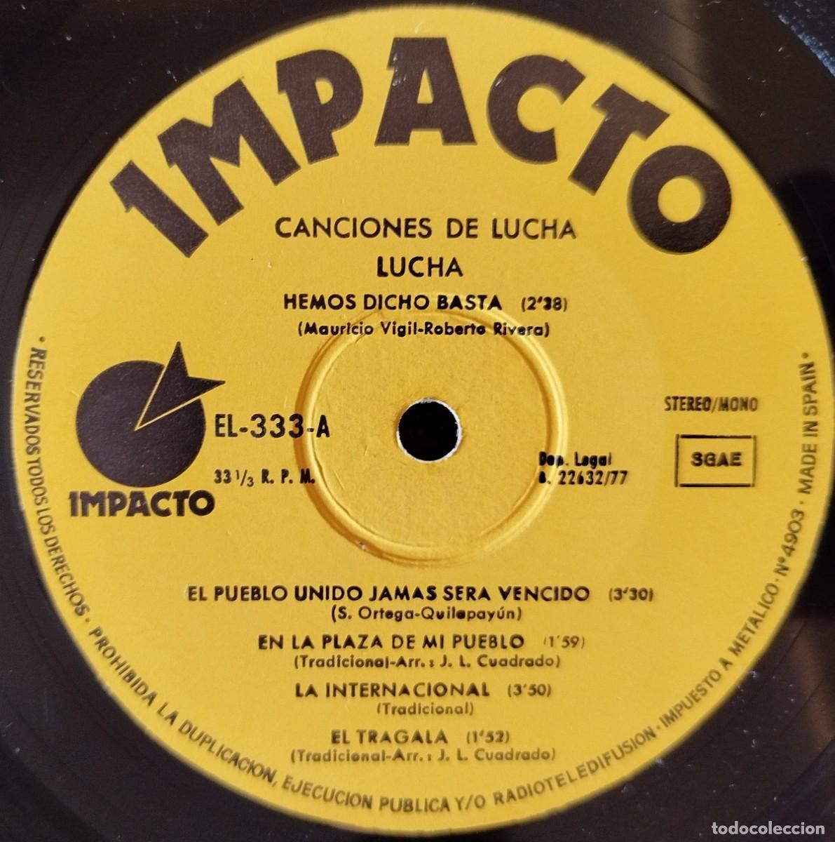 Discos de vinilo: LUCHA ** Canciones De Lucha ** VINILO LP 1977 - Foto 3