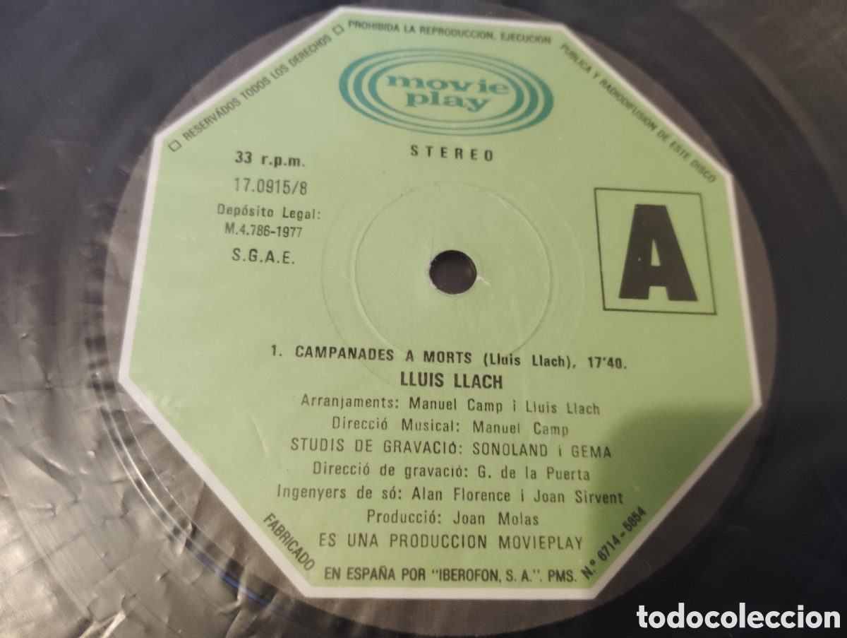 Discos de vinilo: LLUIS LLACH - CAMPANADES A MORTS ( 1977 ) - Foto 4