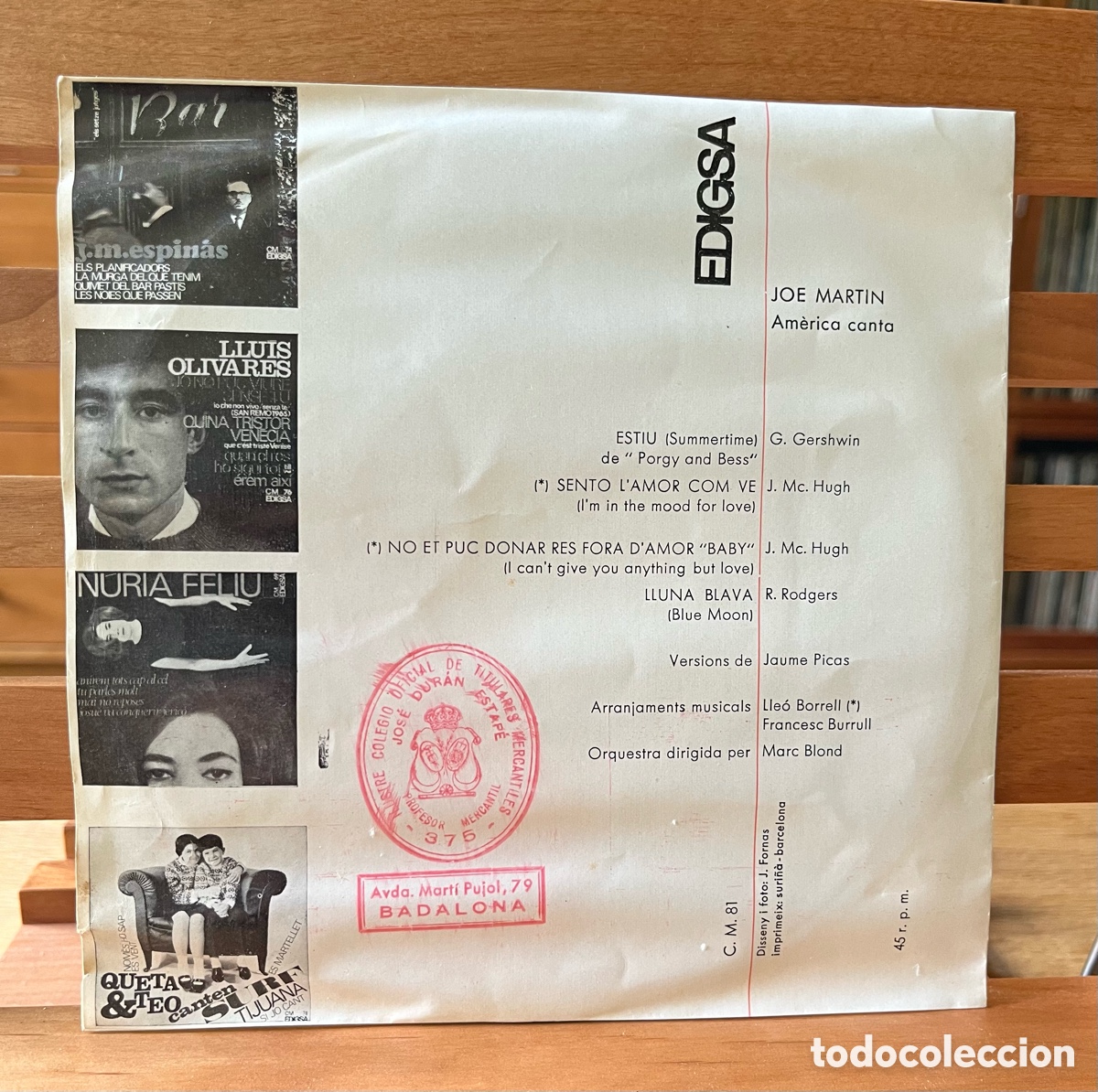 Discos de vinilo: JOE MARTIN - AMERICA CANTA - Foto 2
