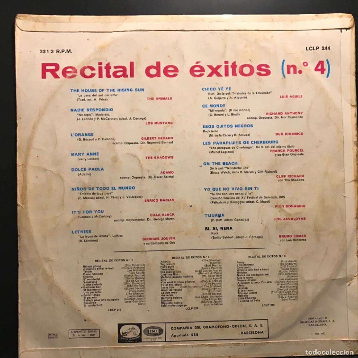 Discos de vinilo: Various ● Recital De Exitos 4 ● Vinyl, LP, Compilation Spain 1965 - Foto 2