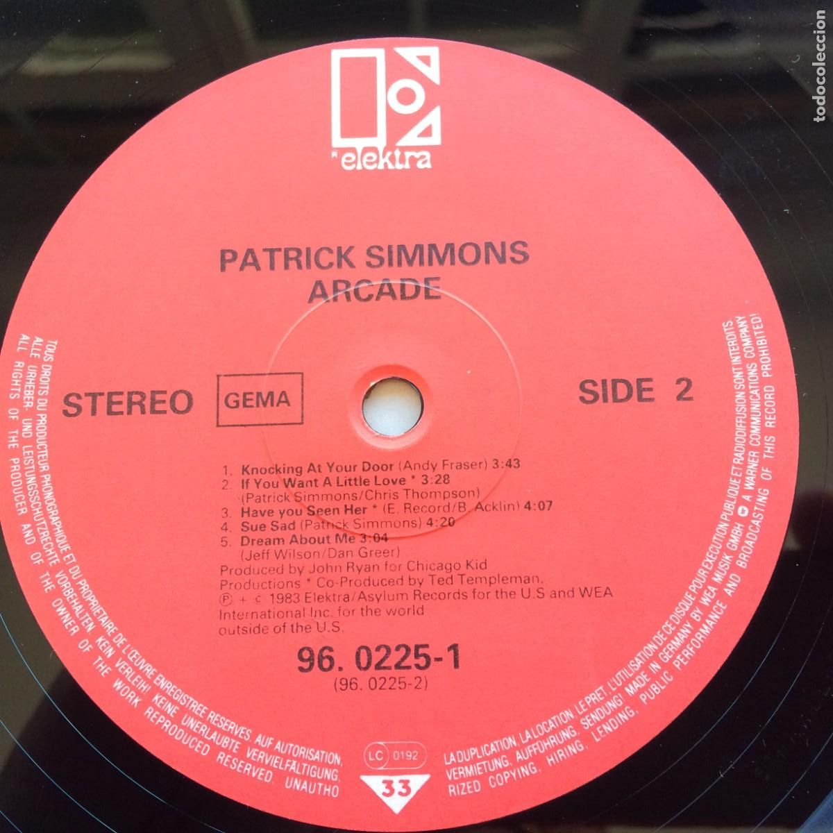 Discos de vinilo: Patrick Simmons &lrm;&ndash; Arcade UK & Europe 1983 Elektra - Foto 6