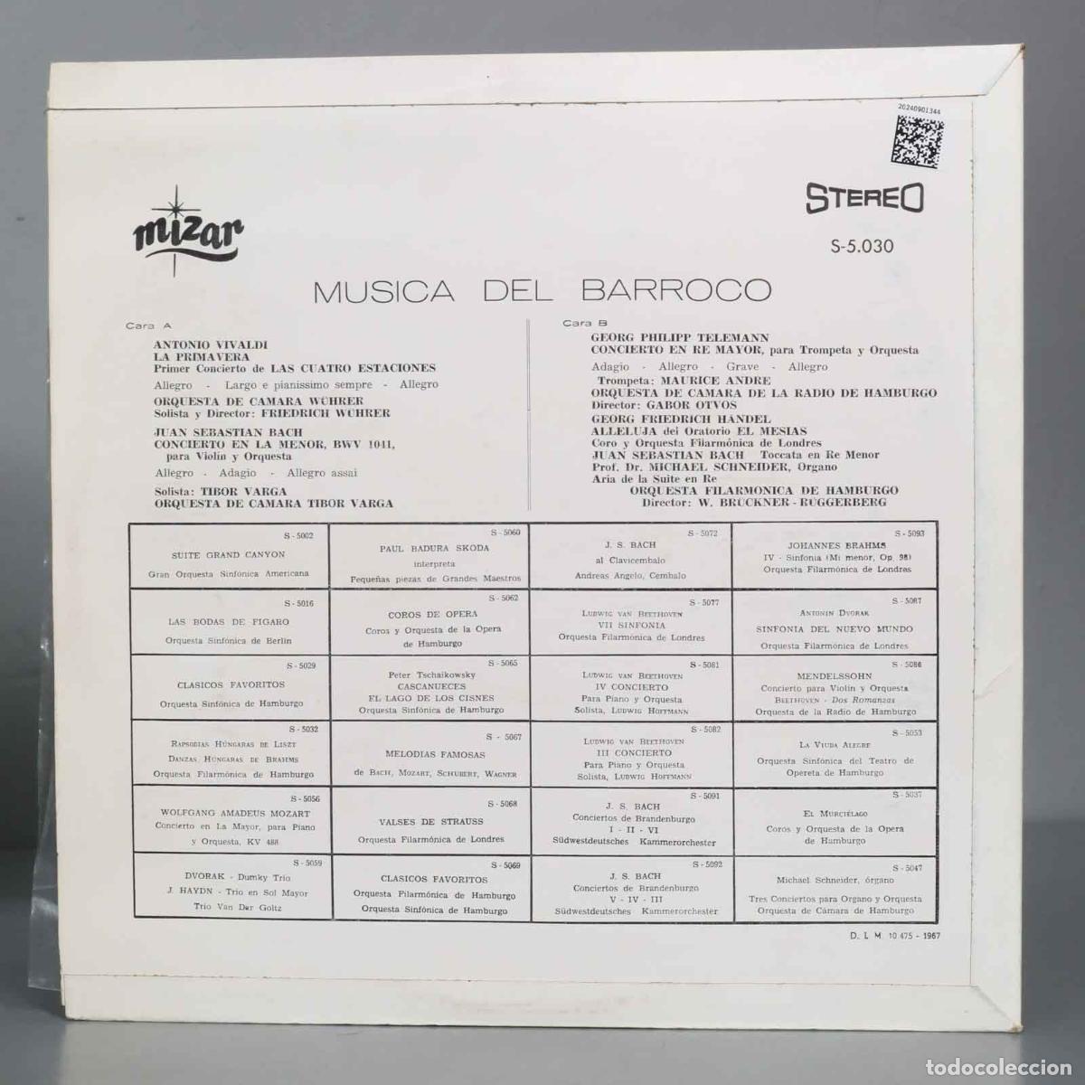 Discos de vinilo: LP. MUSICA DEL BARROCO. MIZAR - Foto 2