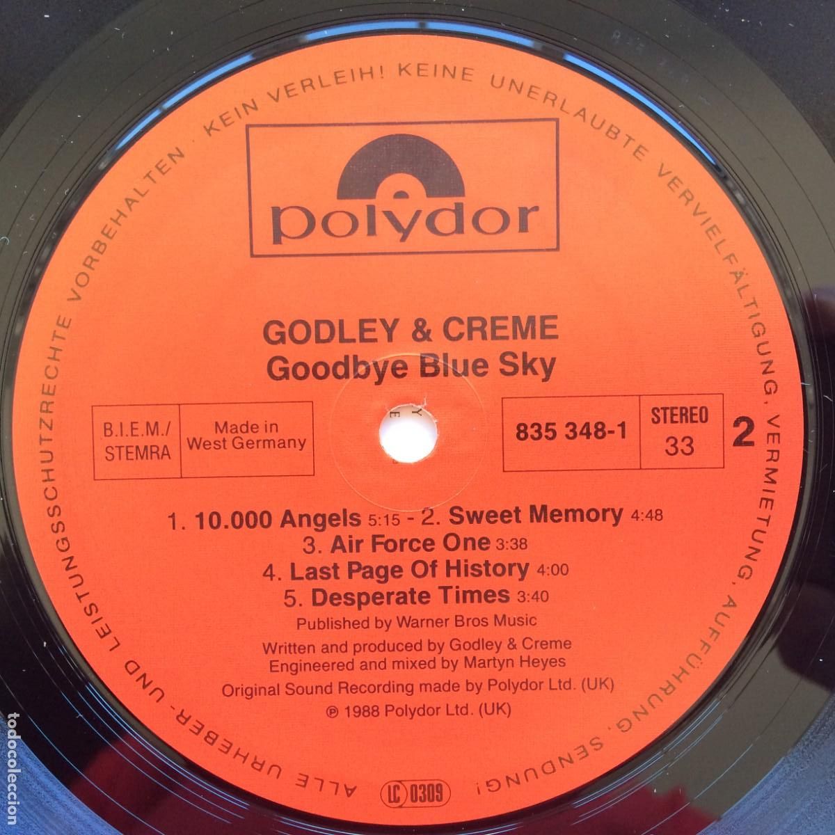 Discos de vinilo: Godley & Creme &lrm;&ndash; Goodbye Blue Sky Germany 1988 Polydor - Foto 6