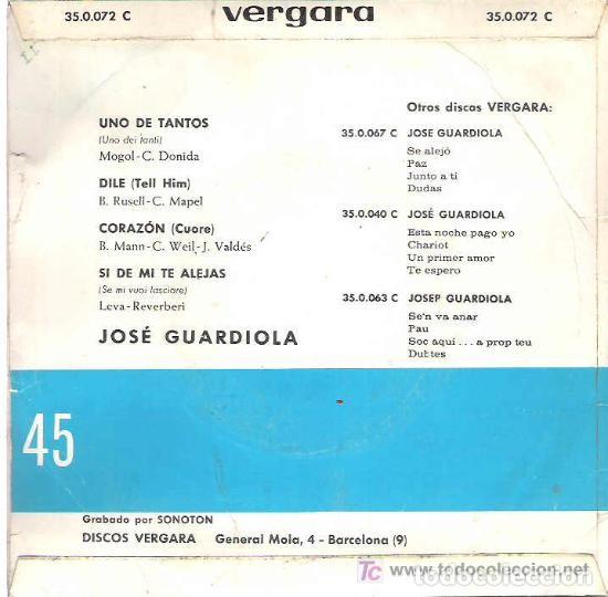 Discos de vinilo: JOS&Eacute; GUARDIOLA -a&ntilde;o 1963 - Foto 3