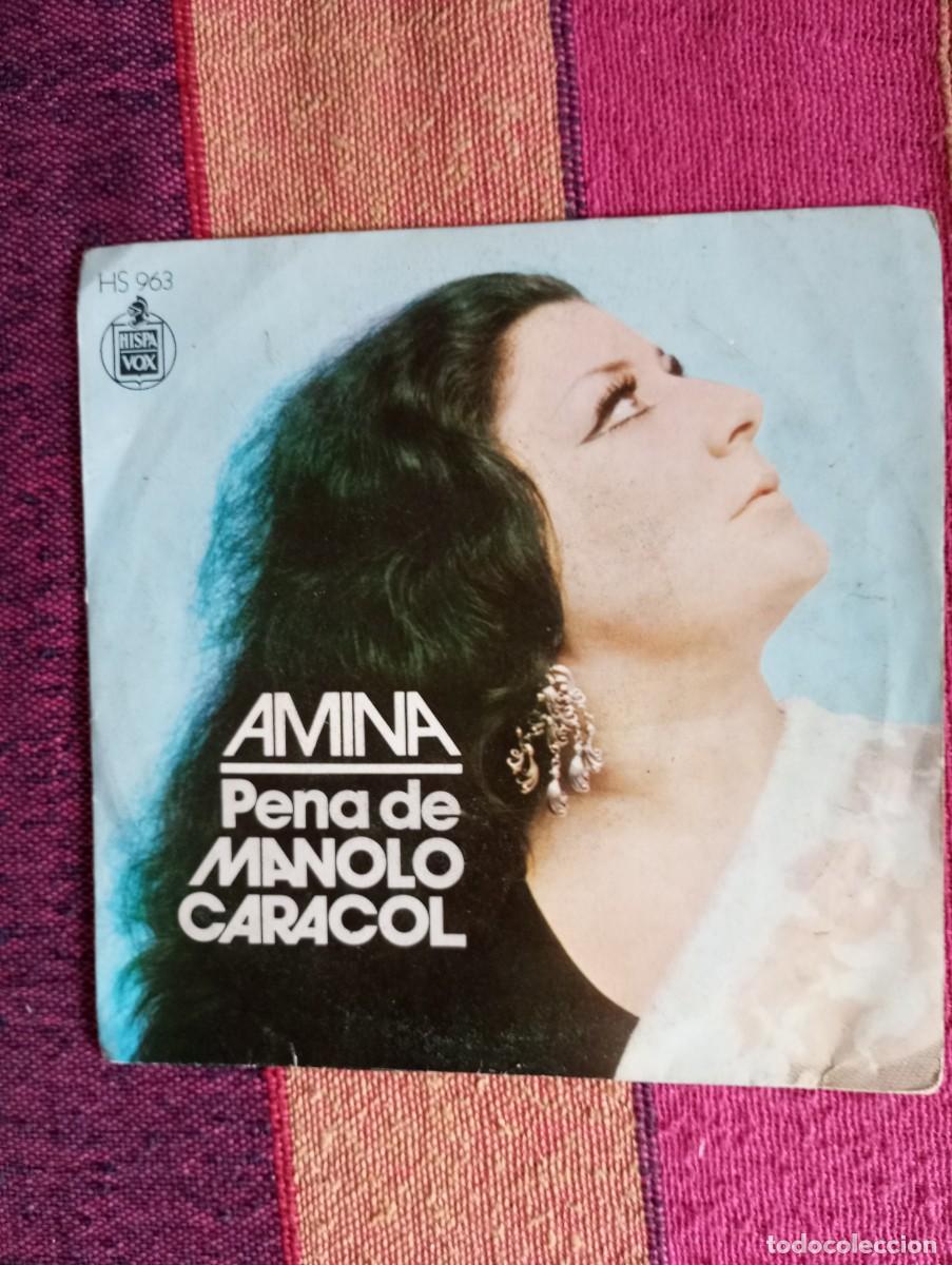 Discos de vinilo: Single Amina pena de manolo caracol - Foto 1