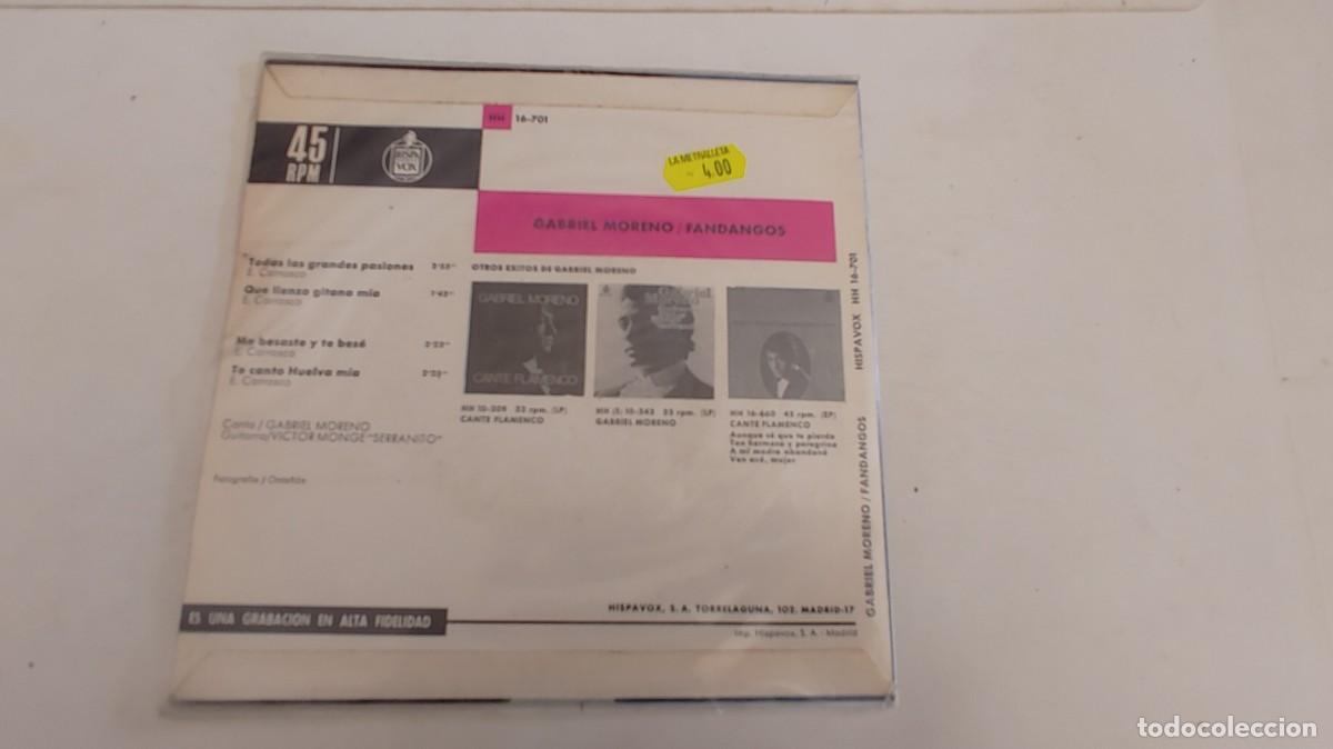 Discos de vinilo: GABRIEL MORENO-EP FANDANGOS - Foto 2