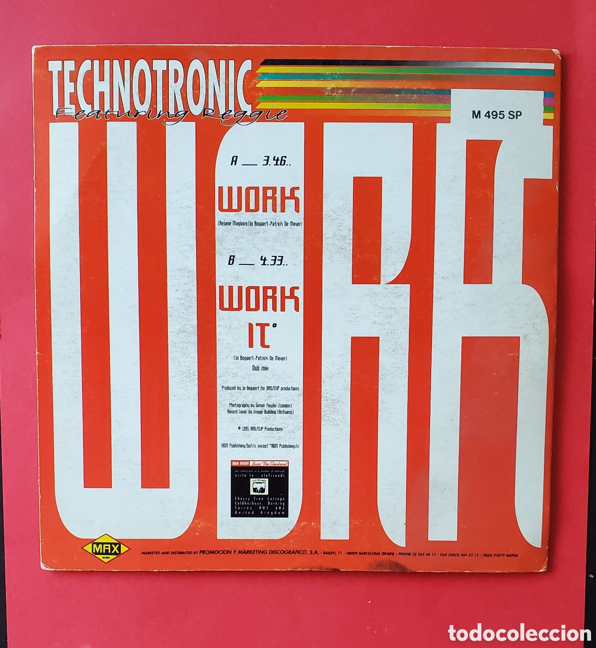 Discos de vinilo: Single Vinilo TECHNOTRONIC Featuring Reggie WORK. A&ntilde;o 1991. - Foto 2