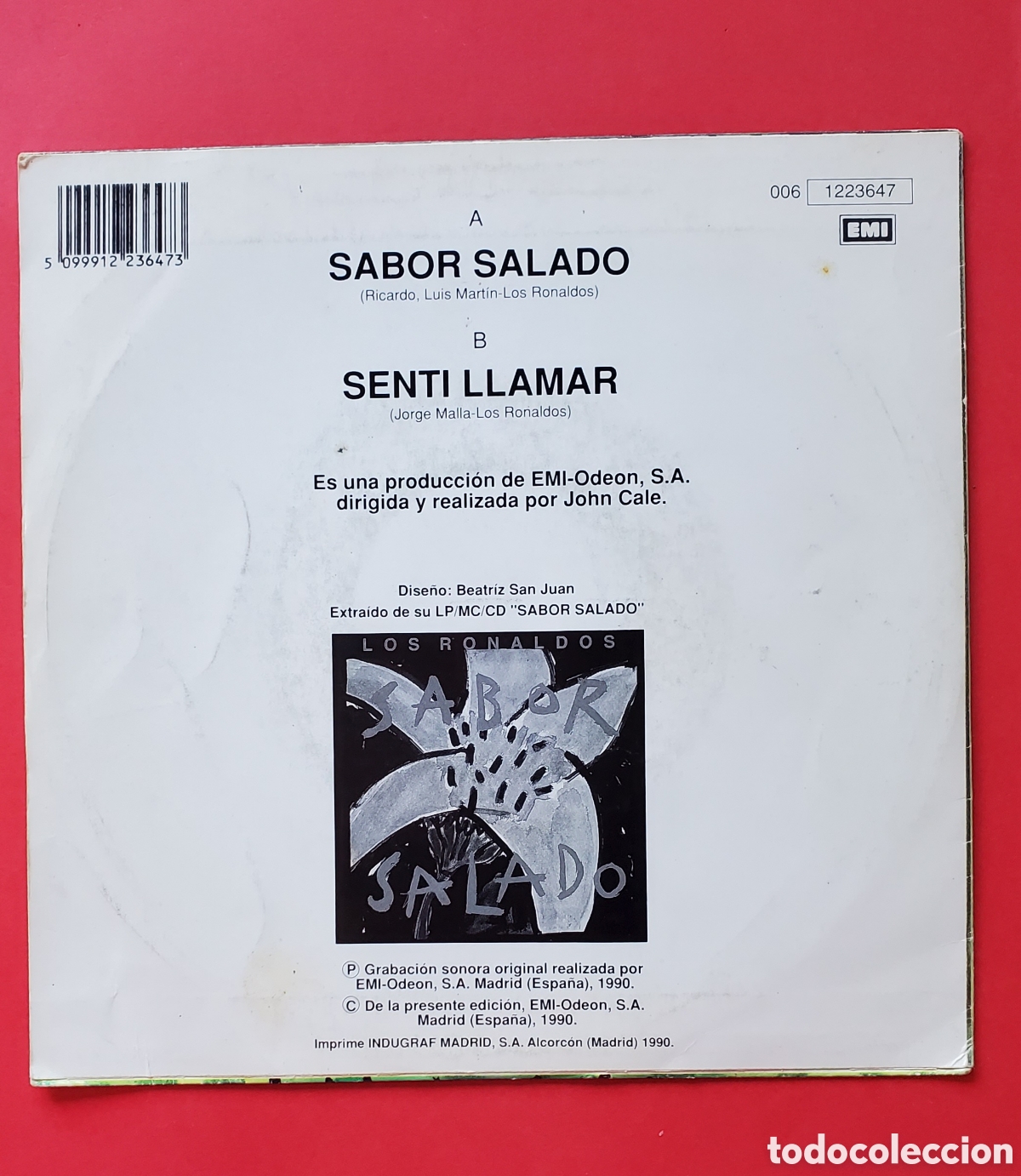 Discos de vinilo: Single Vinilo LOS RONALDOS. Sabor Salado. A&ntilde;o 1990. - Foto 2