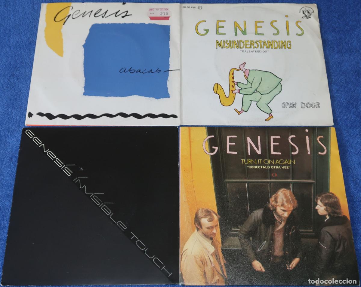 Discos de vinilo: Lote de 4 singles de G&eacute;nesis (a&ntilde;os 80) - Foto 1