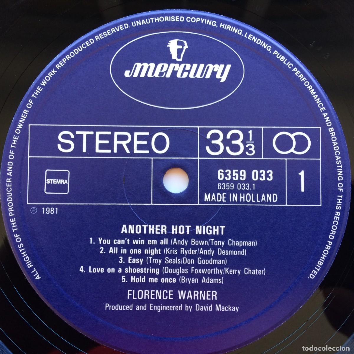 Discos de vinilo: Florence Warner &lrm;&ndash; Another Hot Night Holanda 1981 Mercury - Foto 3